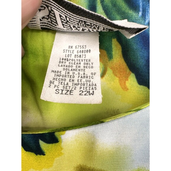Vtg Hawaiian Cotton Dress 22W Multicolor Green Floral Tropical Beach - Picture 6 of 12